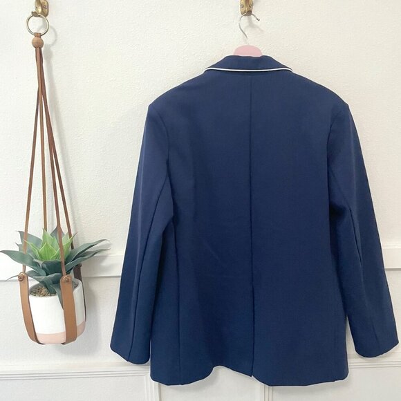 NWT Pam & Gela Boyfriend Track Blazer Navy Women’s Size M Oversized Tailored - Picture 8 of 8